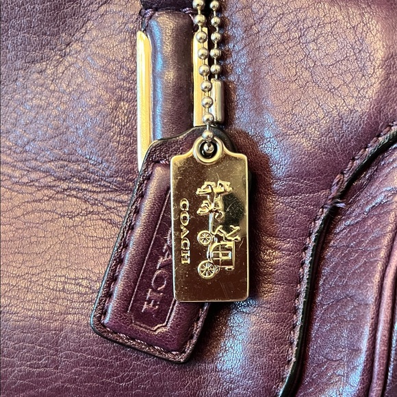 Coach Dark Purple Leather Shoulder Bag - Picture 3 of 6